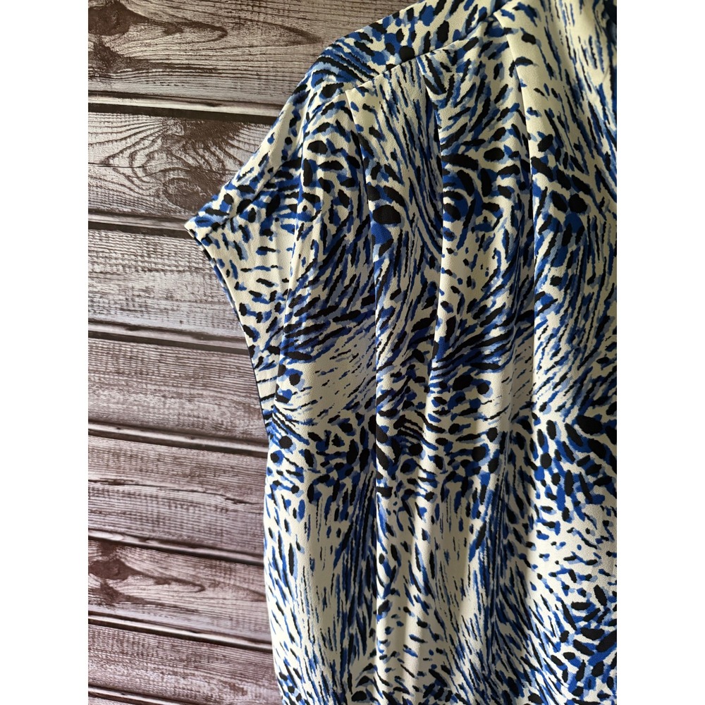 Express Women's Sheath Midi Dress Size L Blue White Black Back Zipper NWT - Picture 3 of 8